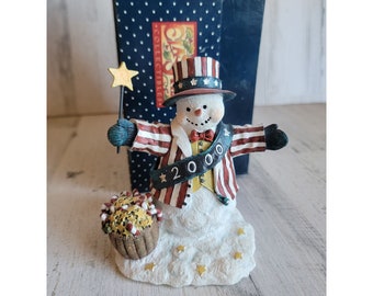 Lang wise 2000 Stars and Stripes snowman july 4th xmas figure