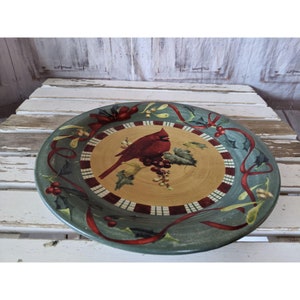 Lenox Cardinal 10.5-in dinner plate x-mas bird winter greetings