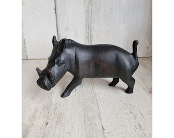 Vintage Holz Wildschwein schwarz Hog Wohnkultur Figur Unikat