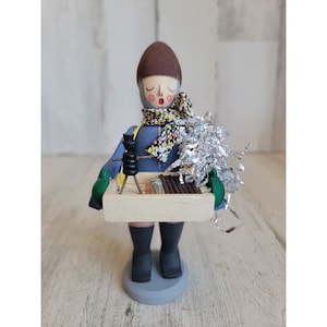 Vintage Erzgebirge boy toy vendor wooden figure xmas