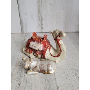Nativity scene barn animals camel cow set Xmas figure