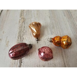 Antique Mercury glass ornament set pink purple gold