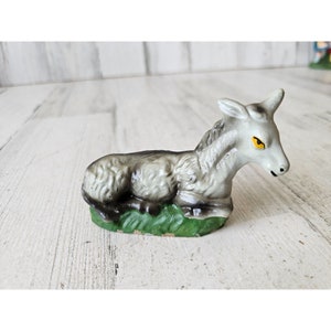 Vintage Italian donkey nativity village Xmas decor