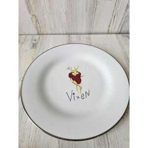 Pottery Barn Vixen Reindeer Deer Dinner Plate 11 in Xmas