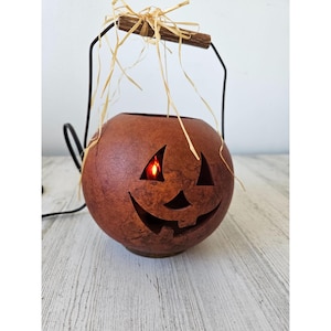 Meadowbrooke gourds light up pumpkin Halloween jack o lantern decor flicker unique