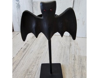 Pottery Barn bat tea light candle holder Halloween decor rare