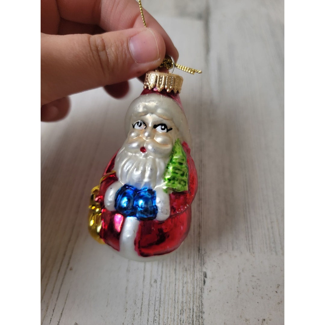 Blown Glass Santa Claus Pine Tree Ornament Xmas Decor - Etsy