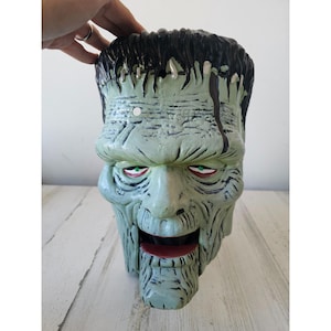 Vintage gemmy Frankenstein head Halloween prop AS IS monster bust plastic