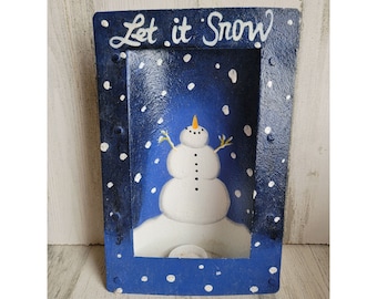 ユニークな金属製ティーライト Let It Snow 雪だるまキャンドルホルダー クリスマスデコレーション