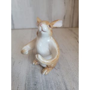 Unique shaped brown bunny ceramic easter home decor