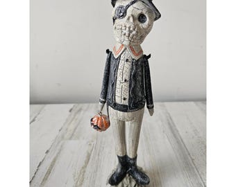 Transpac vintage skeleton statue RARE jack-o'-lantern top hat figurine Halloween decor