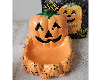 ハロウィン ガラス製 パンプキン プレート フュージングガラス製ハロウィンキャンディ皿：ジャック・オー