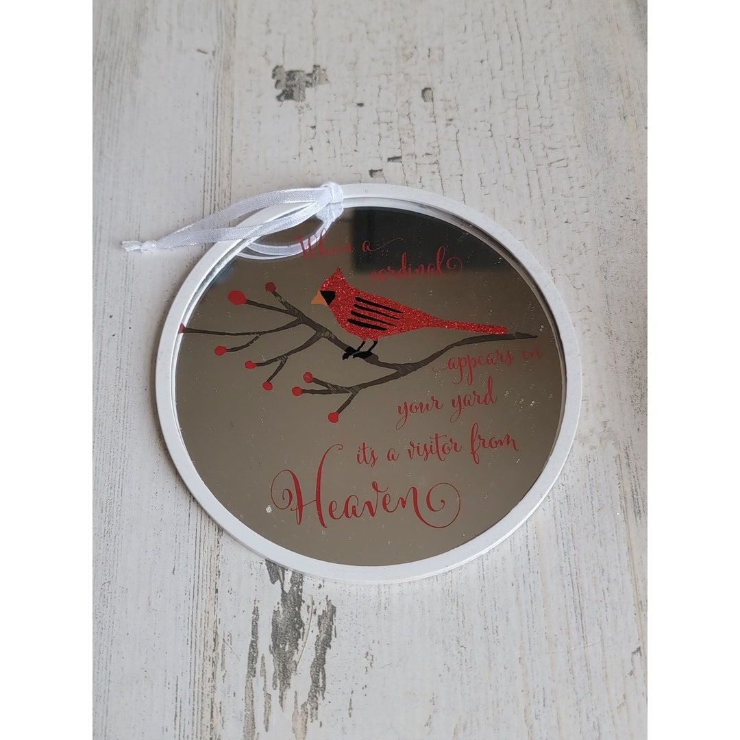 Cardinal Visitor From Heaven Glass Mirror Ornament Xmas - Etsy