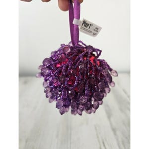 Pier 1 purple sequin beaded ornament unique India Xmas tree