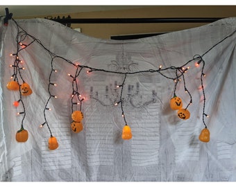 Hanging pumpkin string light Halloween decor orange
