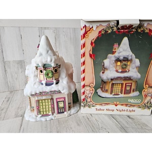 Enesco tailor shop night light Sandi zimnicki RARE village piece Xmas decor