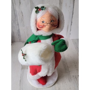 Annalee Mrs Claus 17&quot; AS IS manguito blanco calentador de manos figura navideña