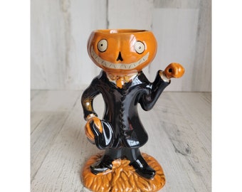 Yankee Candle pumpkin man had tea light candle holder Halloween