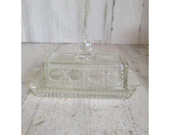 Mantequera de vidrio Windsor Federal, accesorio vintage para la cocina y el hogar.