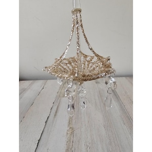 Chandelier sparkle glitter ornament large shabby chic diva unique vintage Xmas
