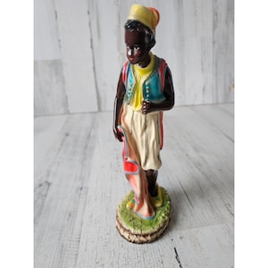 Vintage Italy Shepherd chalkware nativity religious statue figurine LB New York large Xmas decor