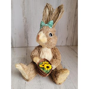 Pier 1 sisal rabbit sunflower basket easter bunny bristle spring