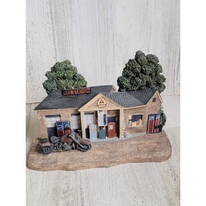 Gas station motorcycle rest stop book end and unique home decor