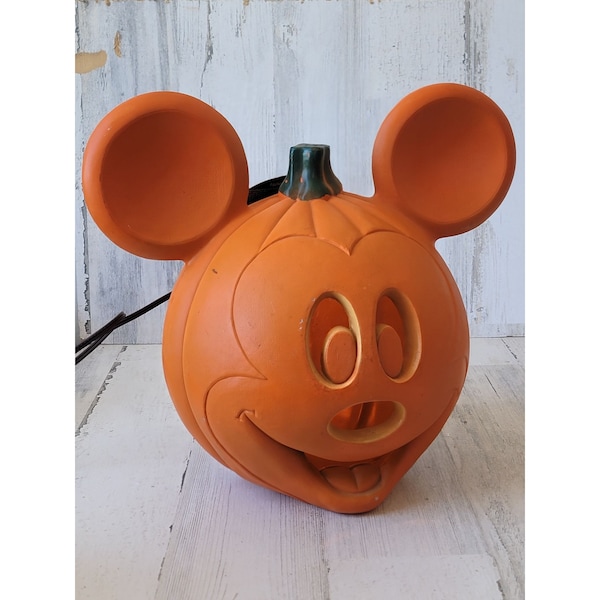 Vintage Mickey Mouse light up face pumpkin Halloween home decor