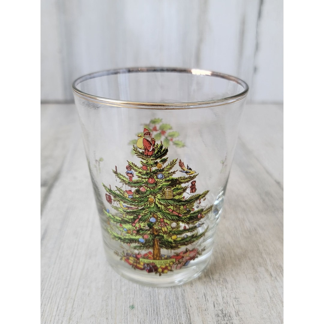 Spode Double Old Fashioned Christmas Tree Drinking Glass Gold Rim Etsy