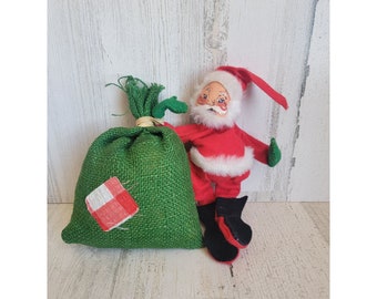 Annalee Babbo Natale vintage regalo sacco di tela da regalo di Natale