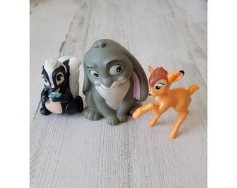 Figura de juguete de Bambi, conejo, Thumper, flor de zorrillo de Disney