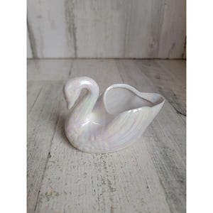 Iridescent swan bird trinket tray bowl mini unique home decor