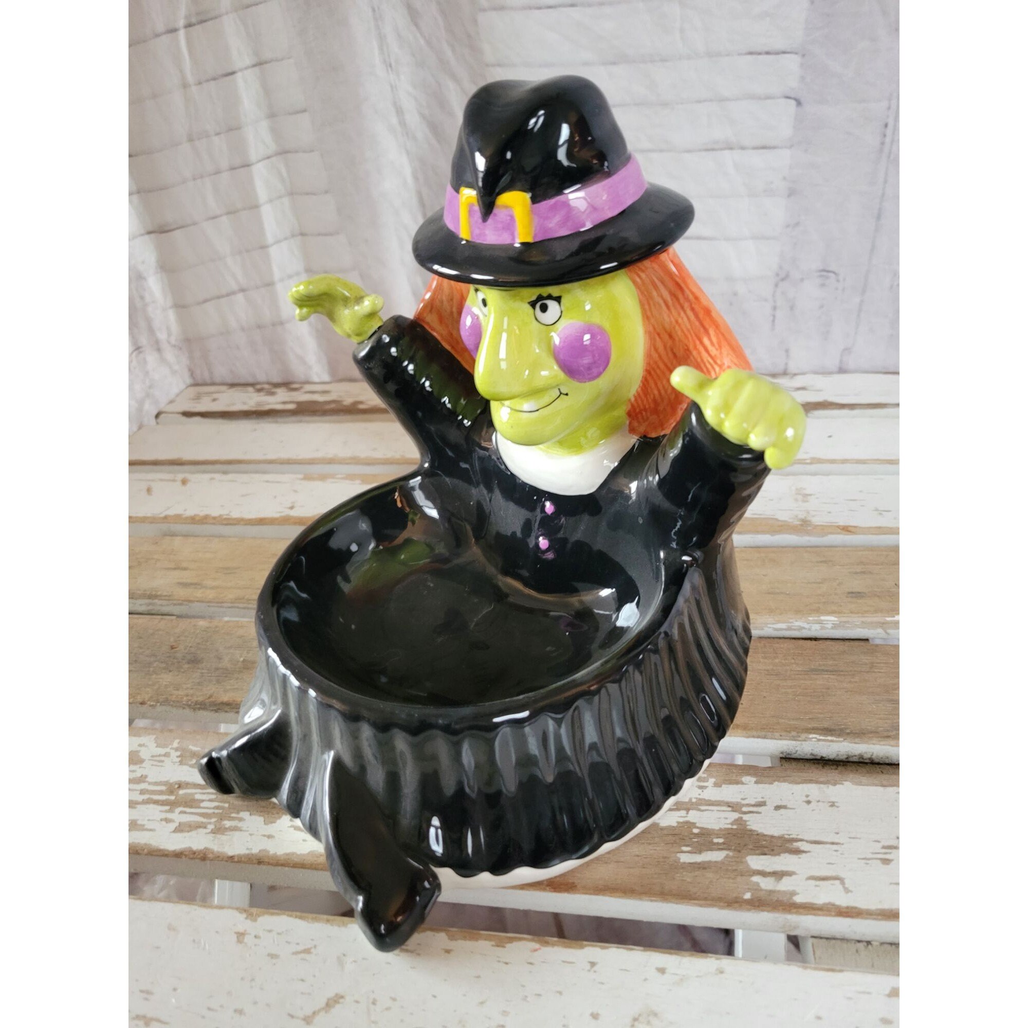 AMC Ceramic Witch Candy Dish Halloween Vintage Fall Home Decor Etsy