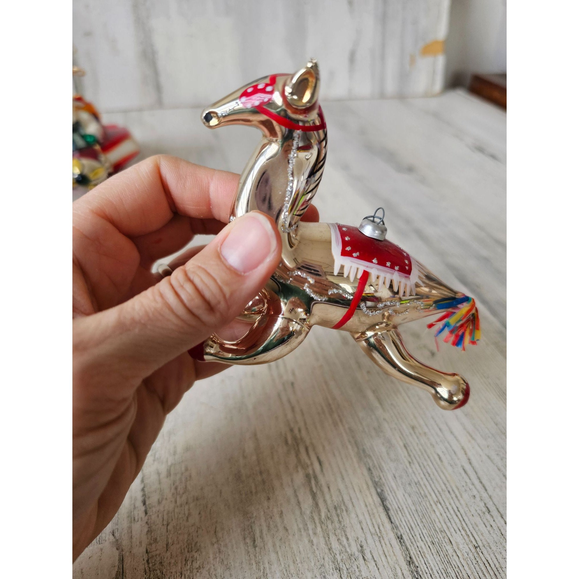 Vintage Carlini Pinata Horse Italian Ornament Gold Xmas Tree - Etsy