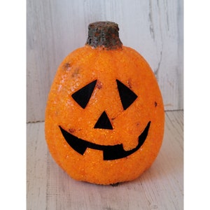 Seasons orange Jack O' Lantern melted plastic light up Halloween decor