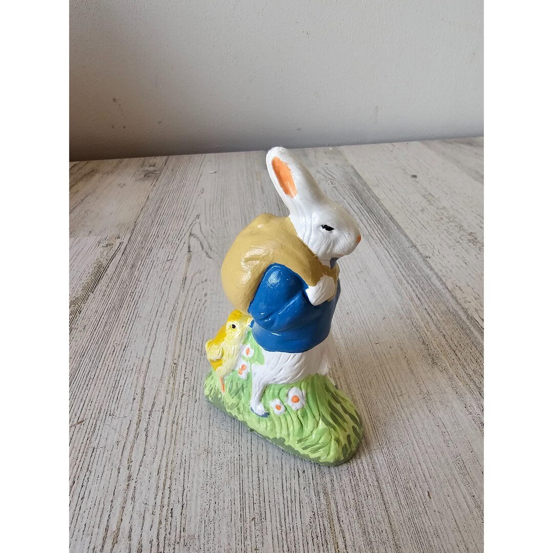 Vintage Plaster Easter Bunny Rabbit Chick Figurine Decor Statue - Etsy