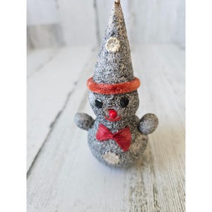 Frankel 1957 snowman glitter flocked felt Xmas decor hat