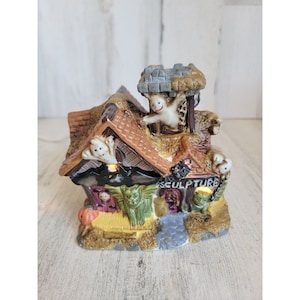 Ceramic sculpture Halloween haunted house vintage home decor