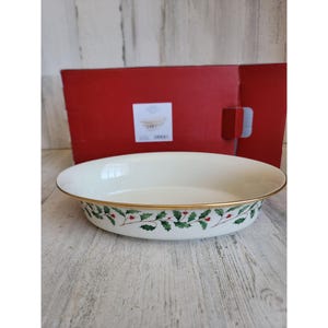 Lenox NEW open vegetable Bowl holiday mistletoe Xmas dish kitchen