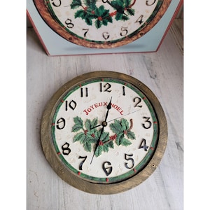 Joyeux Noel musical wall clock Xmas vintage decor hanging
