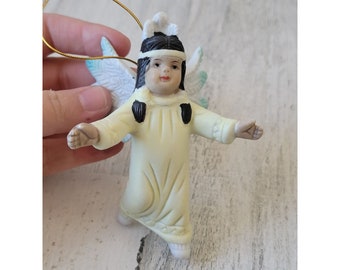 Ceramic angel Native baby cherub ornament Xmas decor