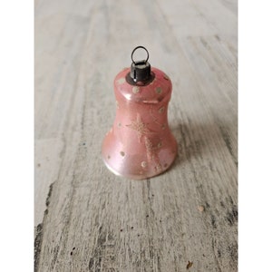 Vintage pink star Mercury glass Bell ornament Xmas polka dot tree