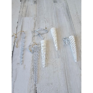 Glitter ijspegelornament wit zilver