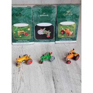 Hallmark antique tractors miniature farm ornament Xmas set