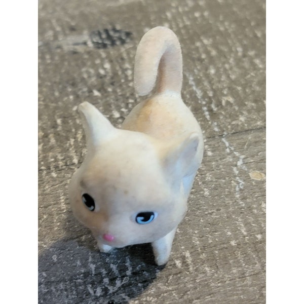 Flocked white kitty kitten doll accessory pet animal toy figure