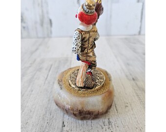 Chomp 豪華ダイヤカスタム 幸運ピエロLucky Clown 身分カード付き Ron Lee Clown Horse Broom Circus Cowboy 1996 Vintage Statue Gold