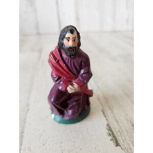 Vintage shepherd porcelain nativity village Joseph kneeling Xmas decor