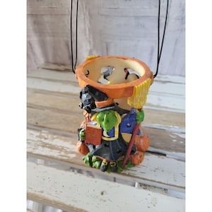 Witch spells candle holder hanging Halloween fall prop