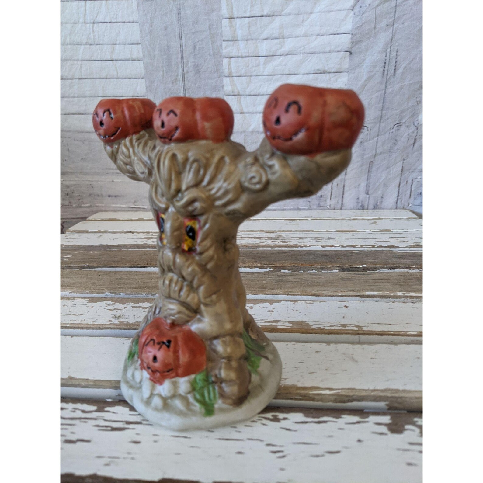Vintage ceramic tree Halloween village decor candle holder Etsy