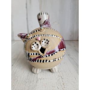 Studio art low maintenance cat purple striped kitten home decor
